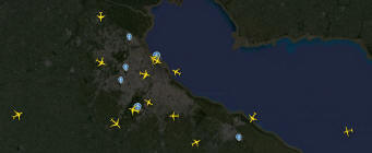Aviones circuncando la Ciudad de Buenos Aires.